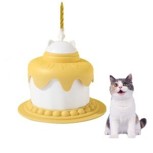 Cat Birthday Cake Bowl, Slow Feeder, Food Bowl, Feeding Spoon, Can Cover, Yellow